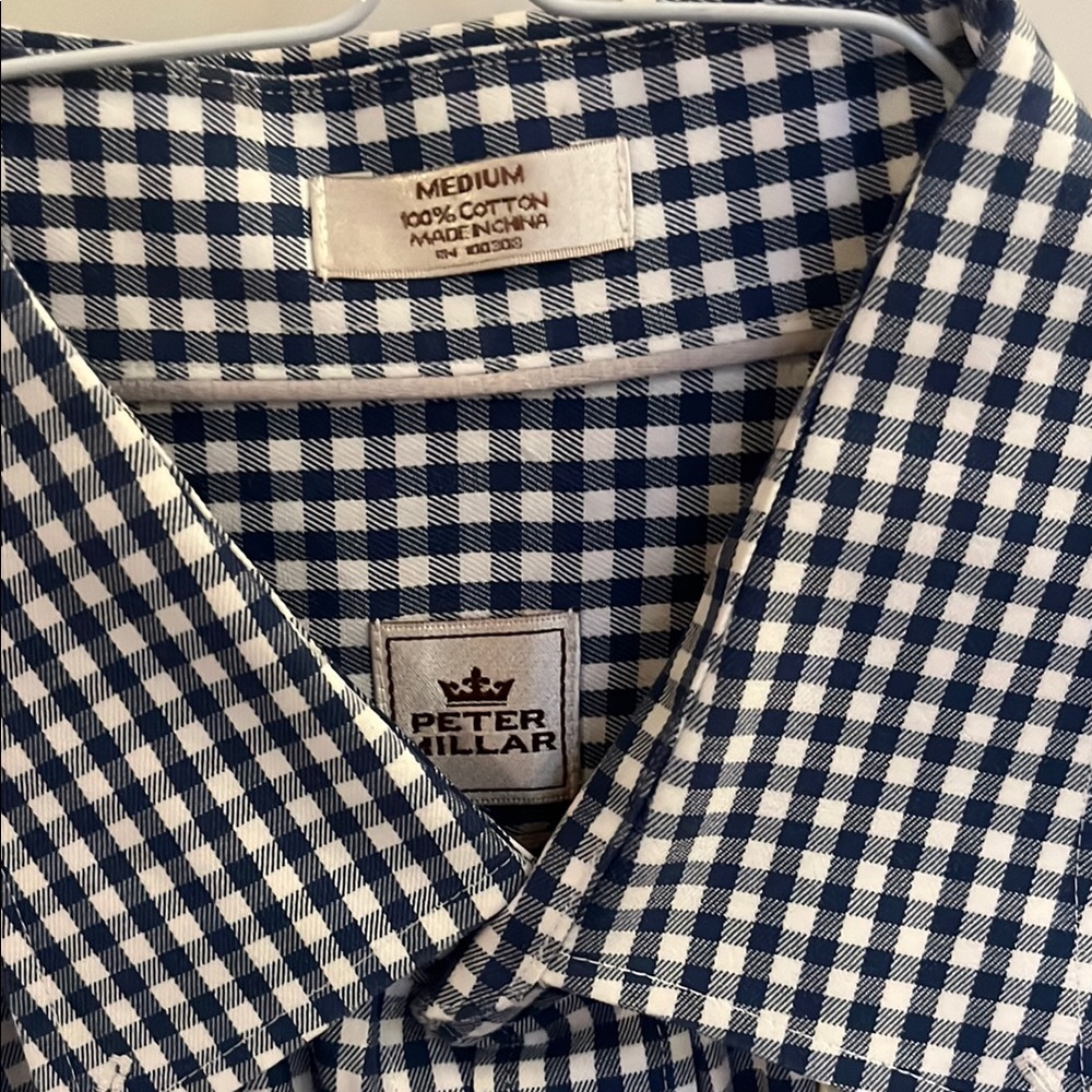 Peter Millar Men's Blue Checkered Shirt